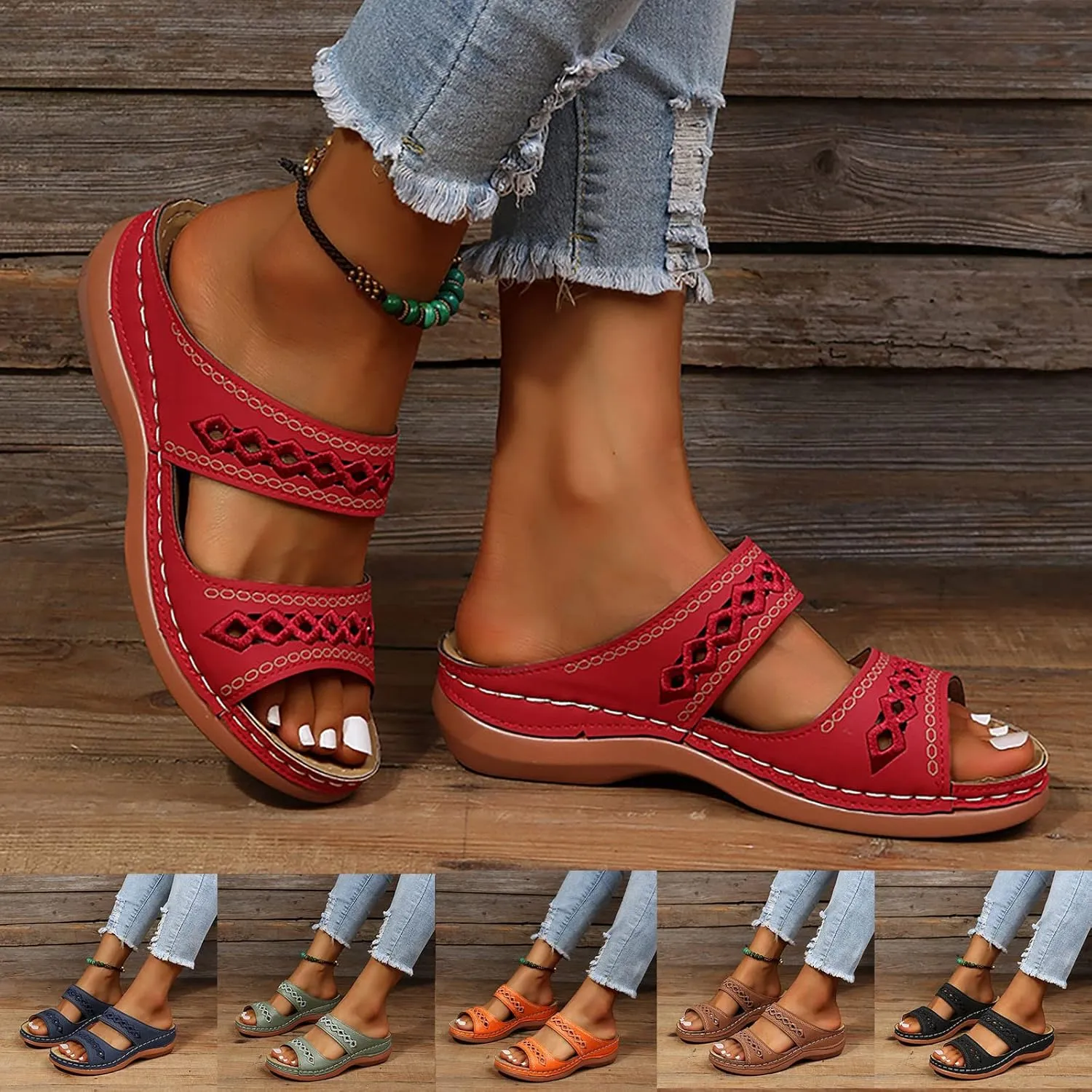 Eduavar Sandals for Women Dressy Summer, Orthopedic Sandals for Women Soft Comfortable Open Toe Sandals Summer Beach Slippers