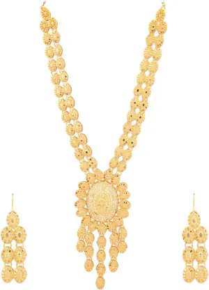 Efulgenz Gold Tone Indian Jewelry Sets for Women Dubai Style Necklace Set Gold Tone Floral Oval Shape Necklace Dangle Earrings Bridal Jewelry for Wedding Fashion Jewelry