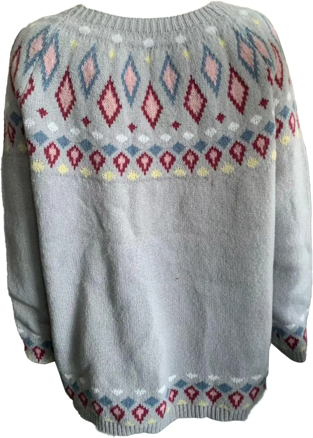 Fair Isle Sweater Women Plus Size Vintage Long Sleeve Crewneck Sweater Retro Fair Isle Knit Pullover Sweater Tops S-5XL