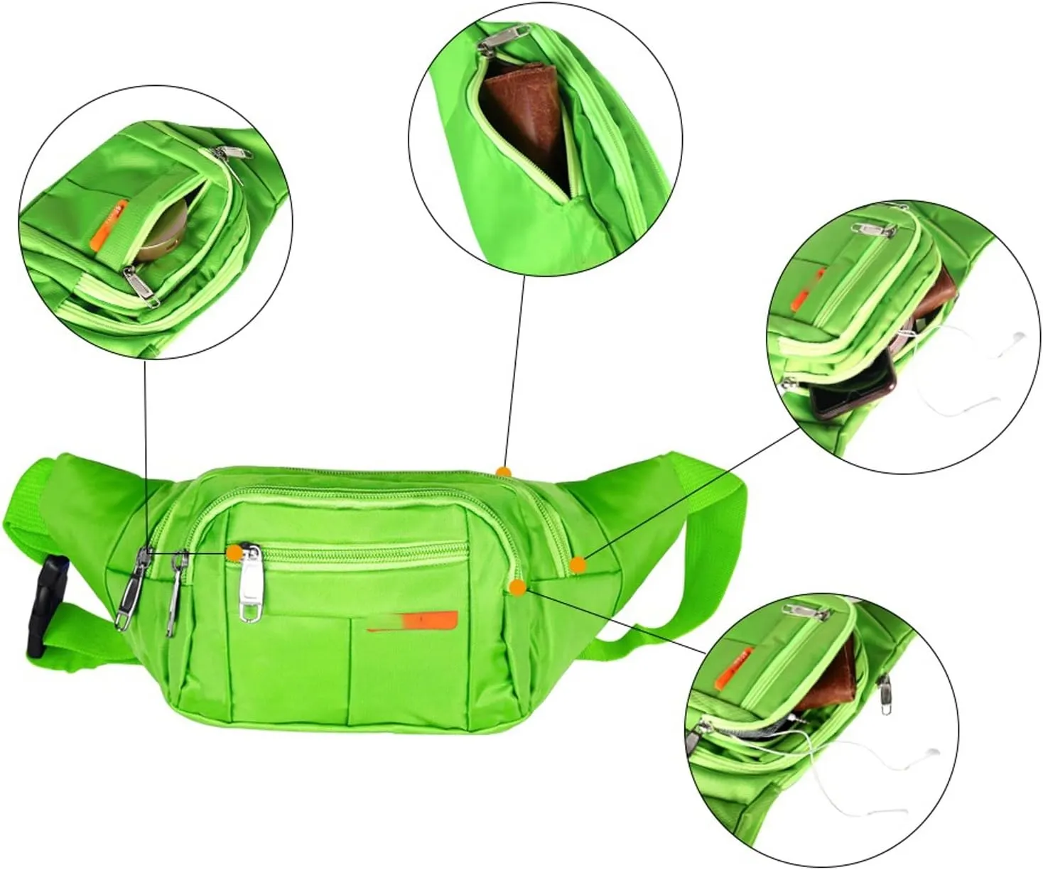 Fanny Pack Fashion Simple Ladies Waist Bag Men's Waist Bag Casual Functional Outdoor Sports Bags (Green)