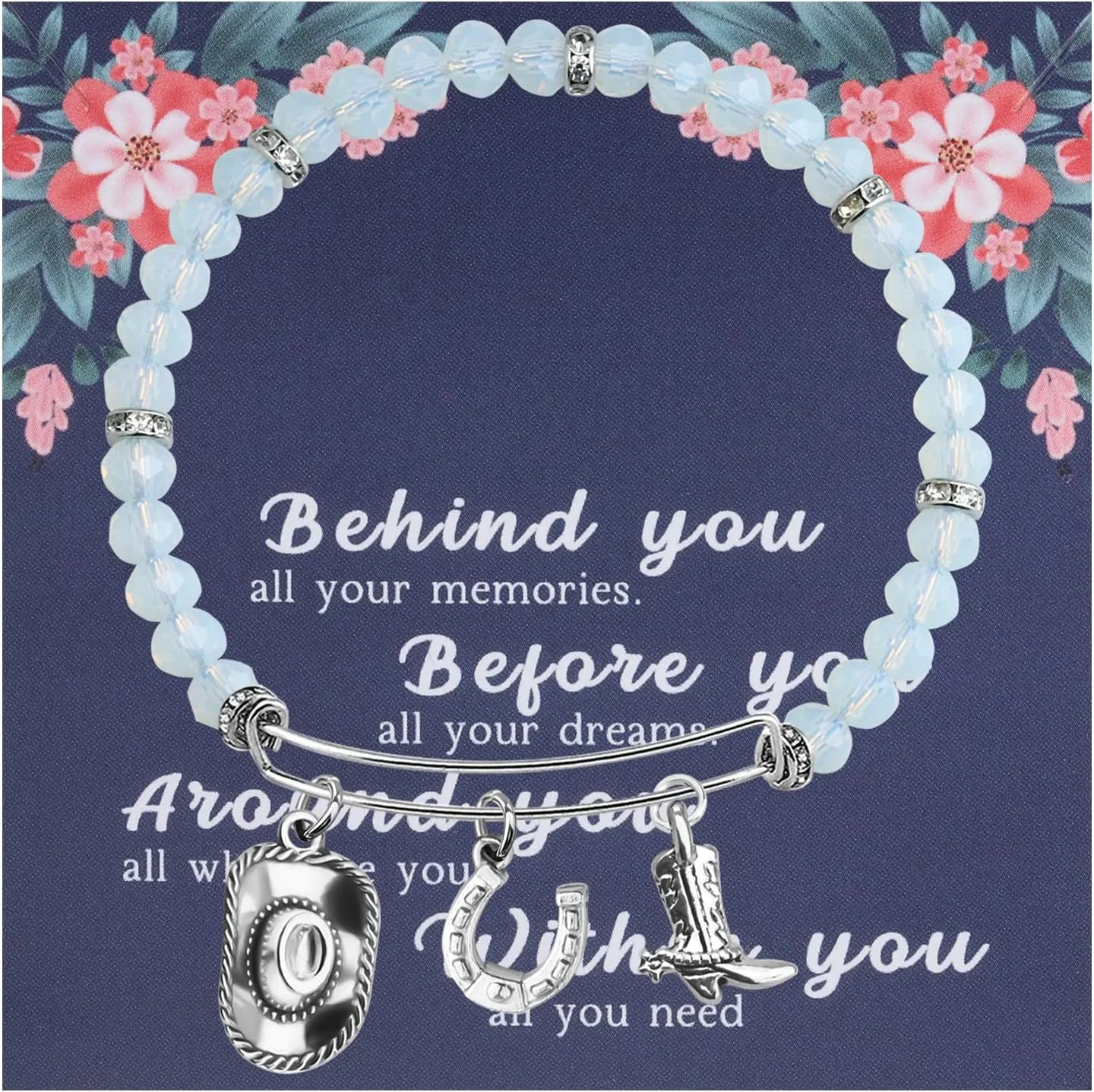 FEELMEM Cowgirl Jewelry Equestrian Bracelet Cowgirl Western Jewelry Horses Horseshoe Charm Bracelet Horse Lover Gift