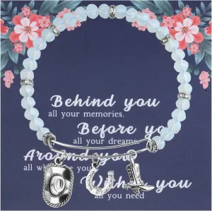 FEELMEM Cowgirl Jewelry Equestrian Bracelet Cowgirl Western Jewelry Horses Horseshoe Charm Bracelet Horse Lover Gift