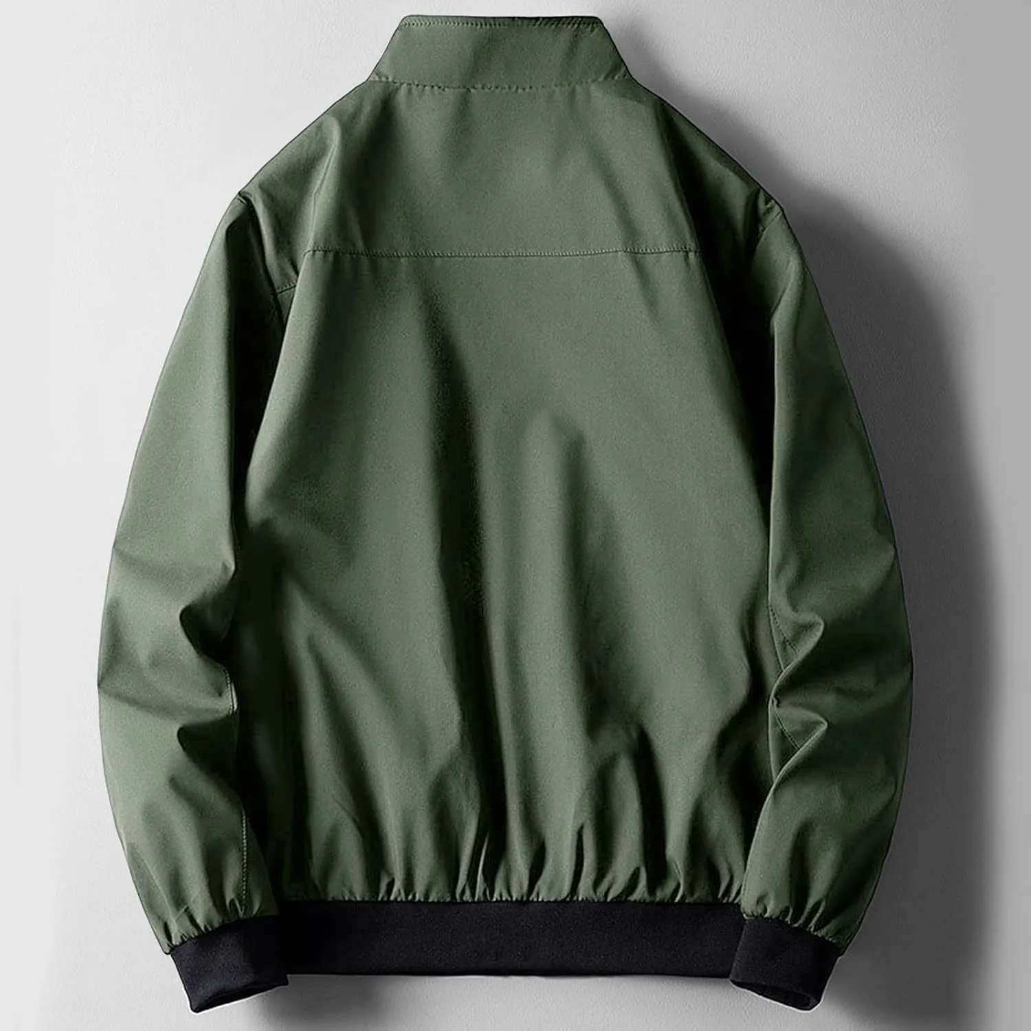 Finelylove Jacket Coat for Men Lightweight Long Sleeve Stand Collar Bomber Jacket Active Outdoor Windbreaker with Pocket