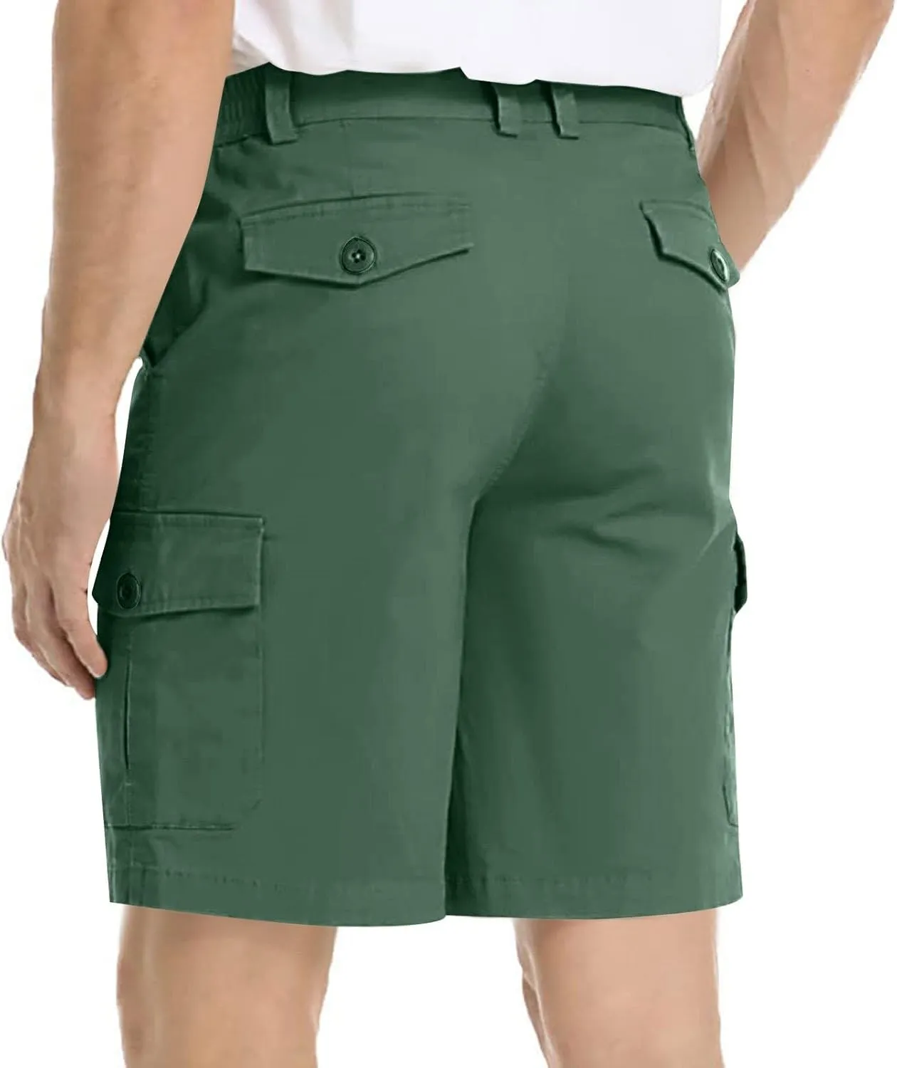 Finelylove Men's Cargo Work Shorts Summer Casual Lightweight Elastic Waist Hiking Golf Bermuda Shorts Outdoor Short Pants