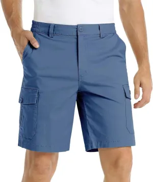 Finelylove Men's Cargo Work Shorts Summer Casual Lightweight Elastic Waist Hiking Golf Bermuda Shorts Outdoor Short Pants