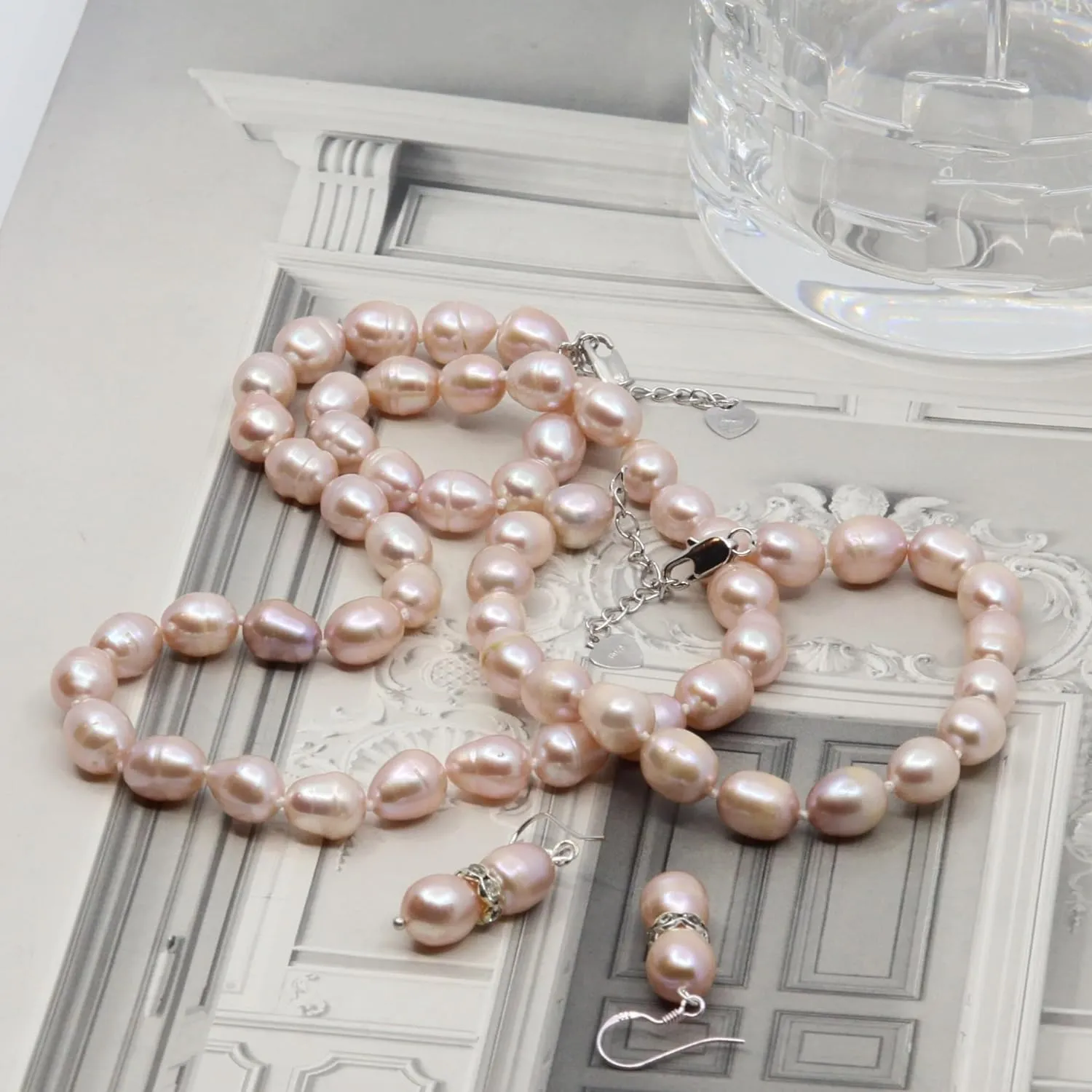 Freshwater Cultured Pearl Jewelry Collection ??Classic Cream White, Black, Pink, or Lavender Pearls ??Elegant Endless Long Necklace or Matching Necklace, Bracelet, and Earrings SetTimeless Gift for Any Occasion