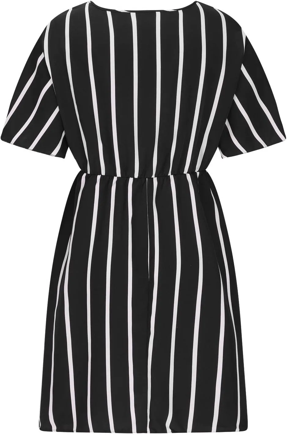 FZYLQY Plus Size Summer Mini Dress for Womens - Sexy Beach Wrap Dresses Deep V Neck Striped Dresses Empire Waist Romper Dress