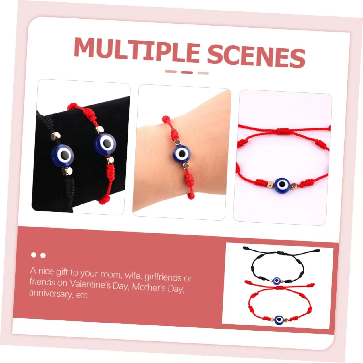 GALPADA Evil Eye Bracelet Blue Bracelets Matching Bracelets for Couples Red Jewelry Black Jewelry Decorative