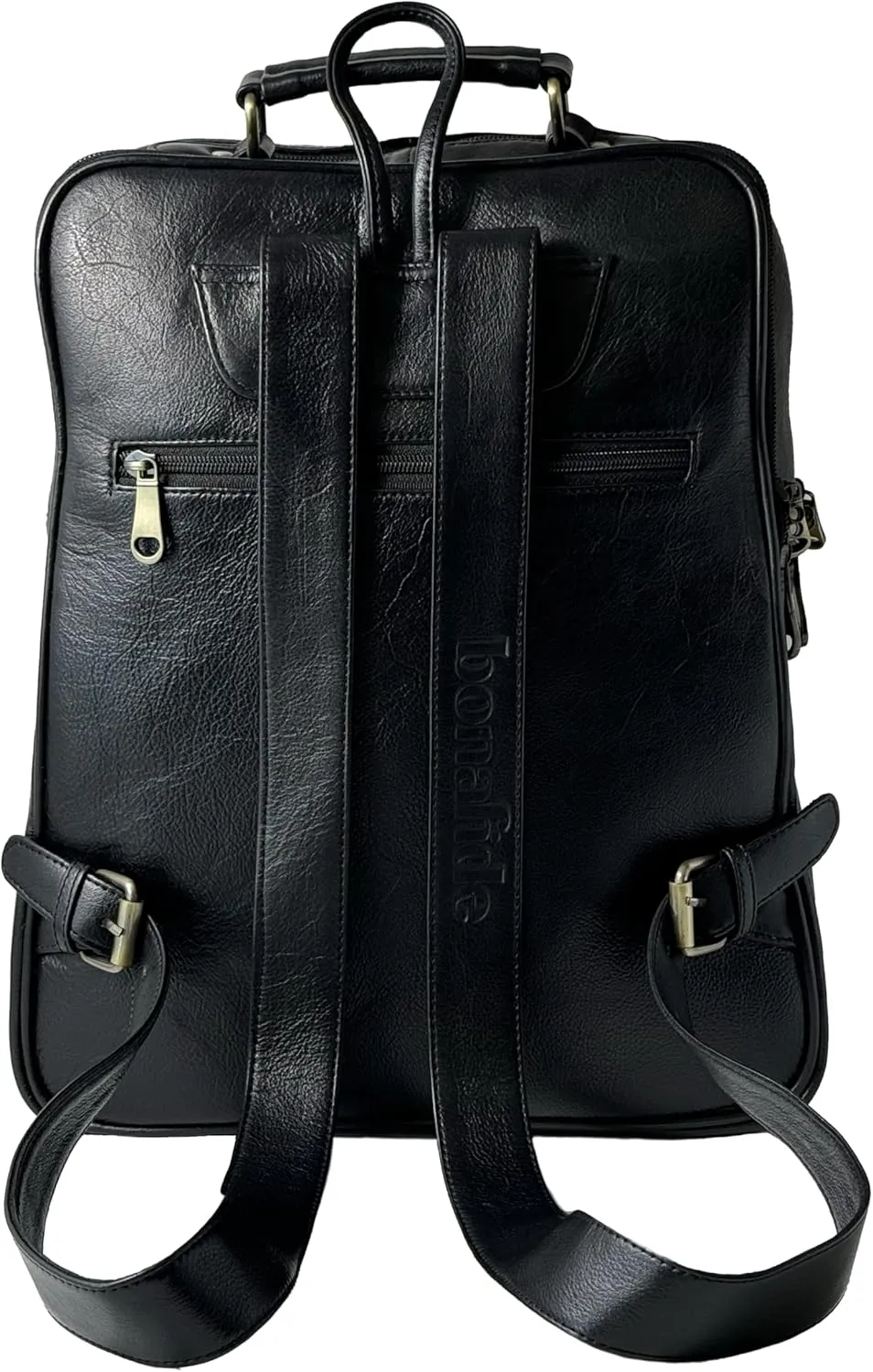 Genuine Leather Luxury Backpack Multi-functional Elegant Daypack Office Travel Leisure 15.6" Laptop Bag (Black)