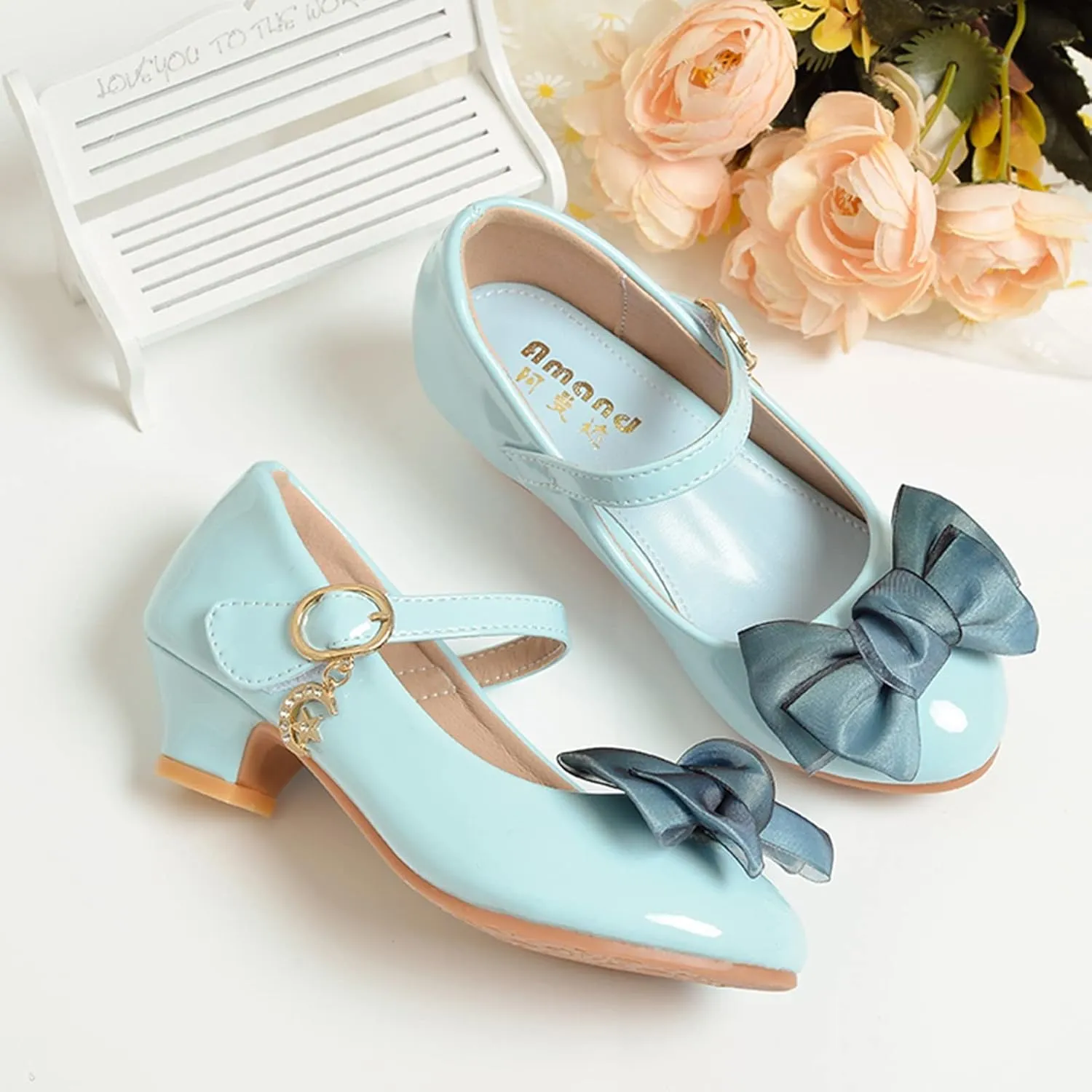 Girls Mary Jane Dress Shoes Pumps Low Heels Flower Party Wedding Shoes School Girl Shoes Kids Little Girl Shoes