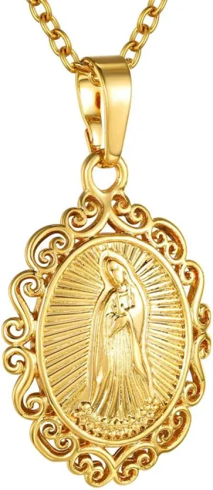 GOLDCHIC JEWELRY Cross INRI Crucifix Pendant Necklace, Virgin Mary Miraculous Medal Necklaces, Jesus Christain Jewelry