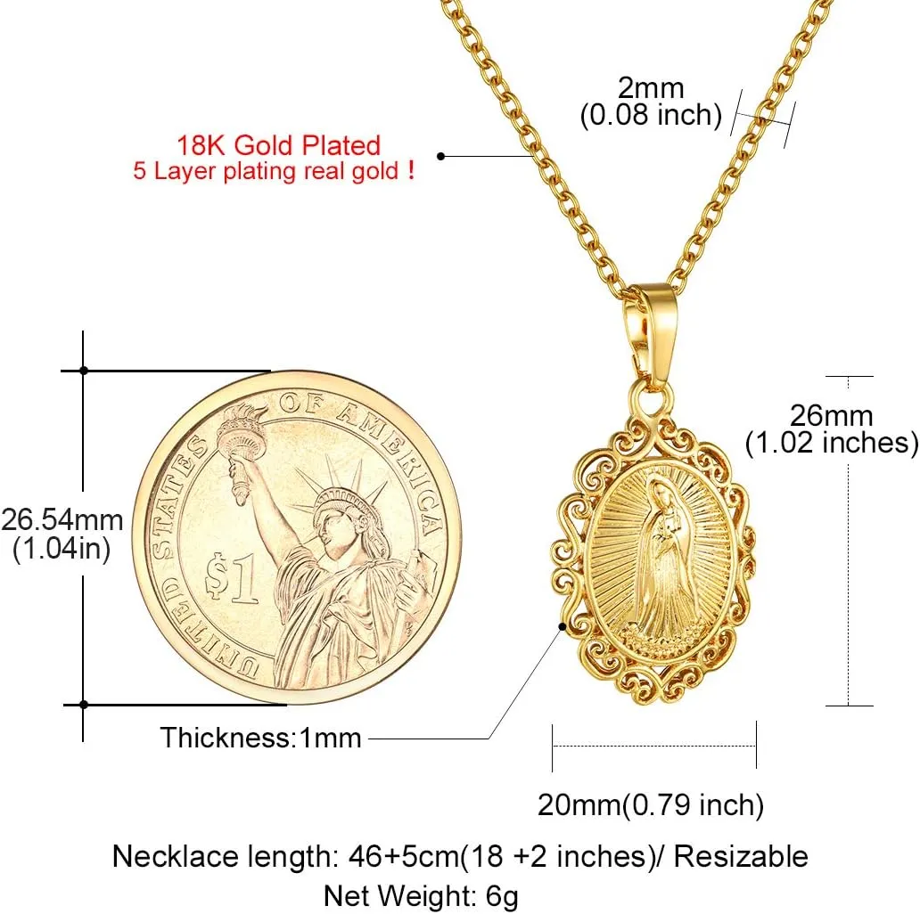 GOLDCHIC JEWELRY Cross INRI Crucifix Pendant Necklace, Virgin Mary Miraculous Medal Necklaces, Jesus Christain Jewelry