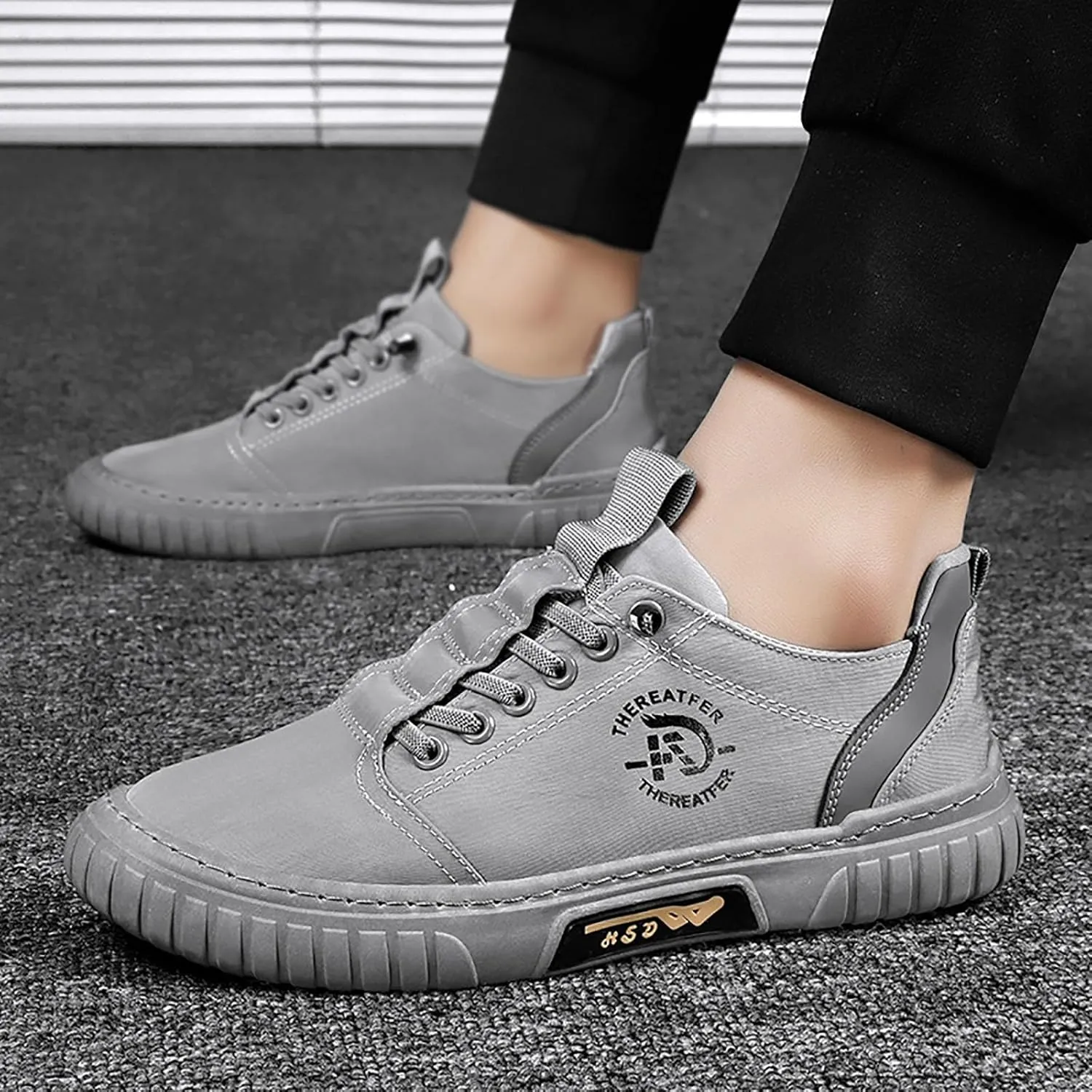 Grounded Footwear for Men Comfortable Flat Bottom Walking Shoes Lace Up Canvas Shoes Casual Dress Men Casual Dress Shoe