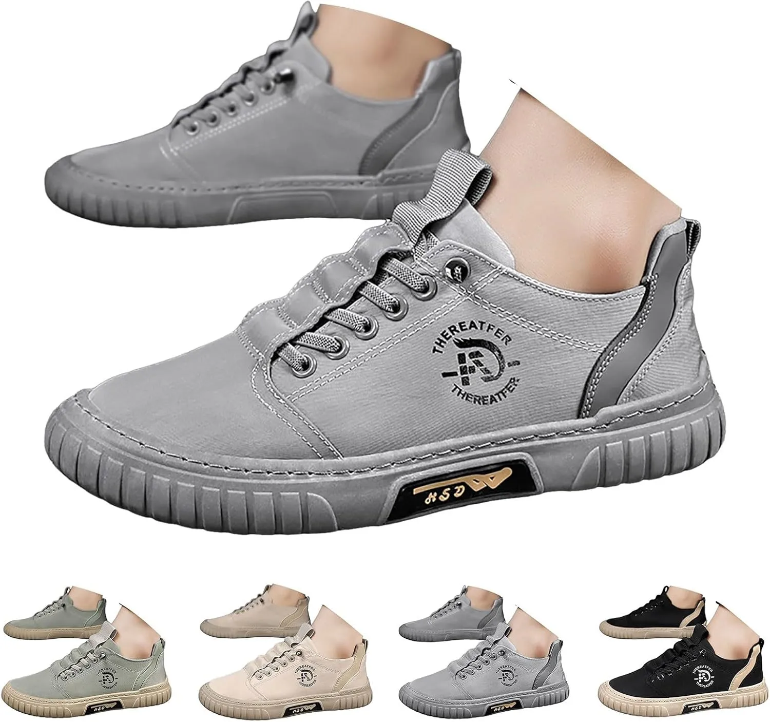 Grounded Footwear for Men Comfortable Flat Bottom Walking Shoes Lace Up Canvas Shoes Casual Dress Men Casual Dress Shoe