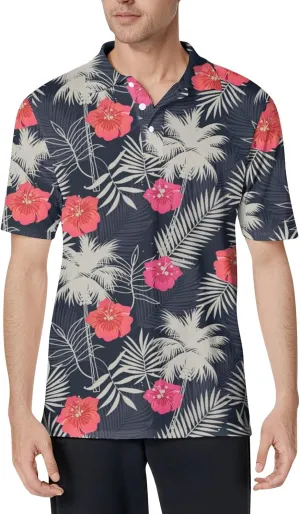 Hawaiian Shirts for Men Short Sleeve Polo Summer Shirt Button Down Lightweight Classic Collared Tropical Graphic Tees