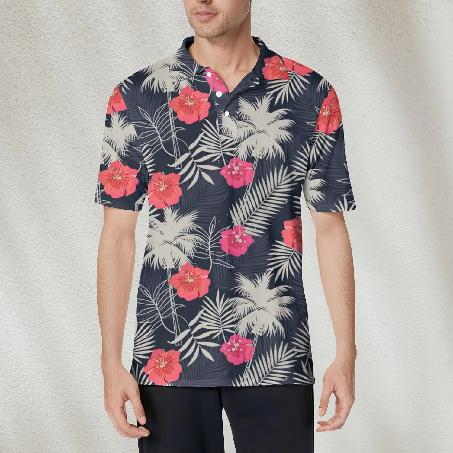 Hawaiian Shirts for Men Short Sleeve Polo Summer Shirt Button Down Lightweight Classic Collared Tropical Graphic Tees