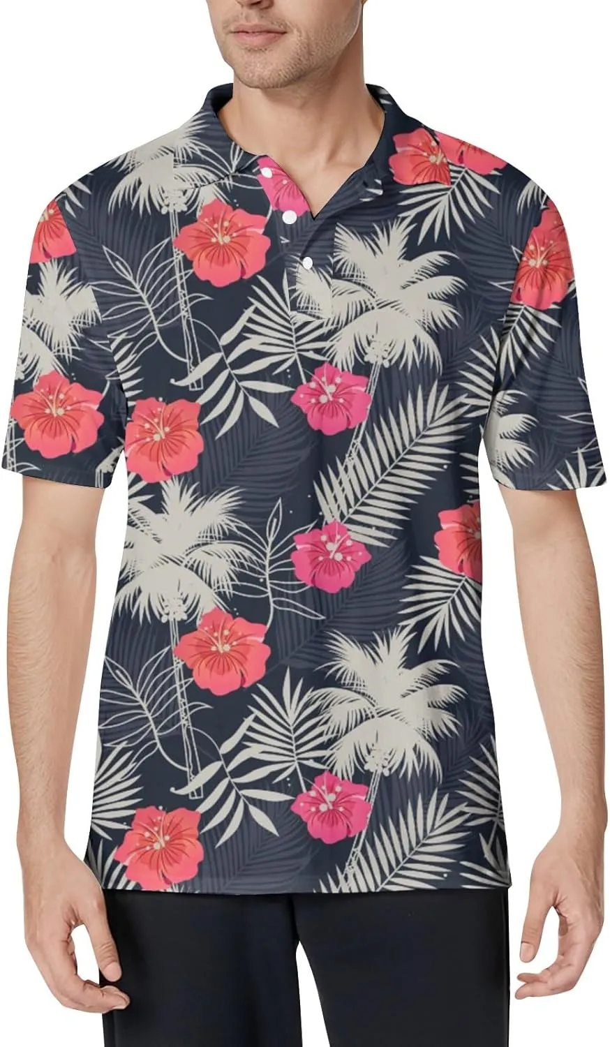 Hawaiian Shirts for Men Short Sleeve Polo Summer Shirt Button Down Lightweight Classic Collared Tropical Graphic Tees