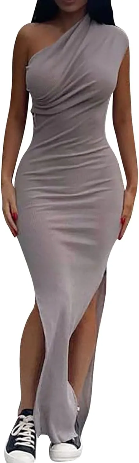 HGOOGY Plus Size Summer Dresses Oversized Women Sexy Dress One Off Shoulder Sleeveless Dress Cotton Midi Dress