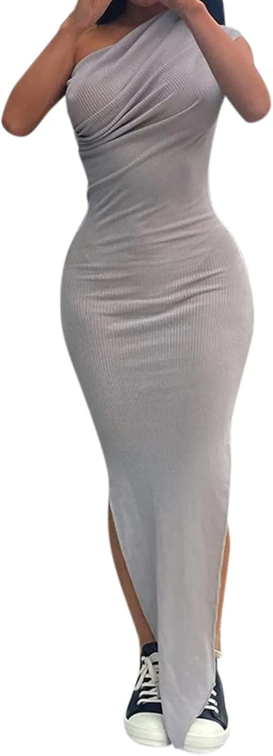 HGOOGY Plus Size Summer Dresses Oversized Women Sexy Dress One Off Shoulder Sleeveless Dress Cotton Midi Dress