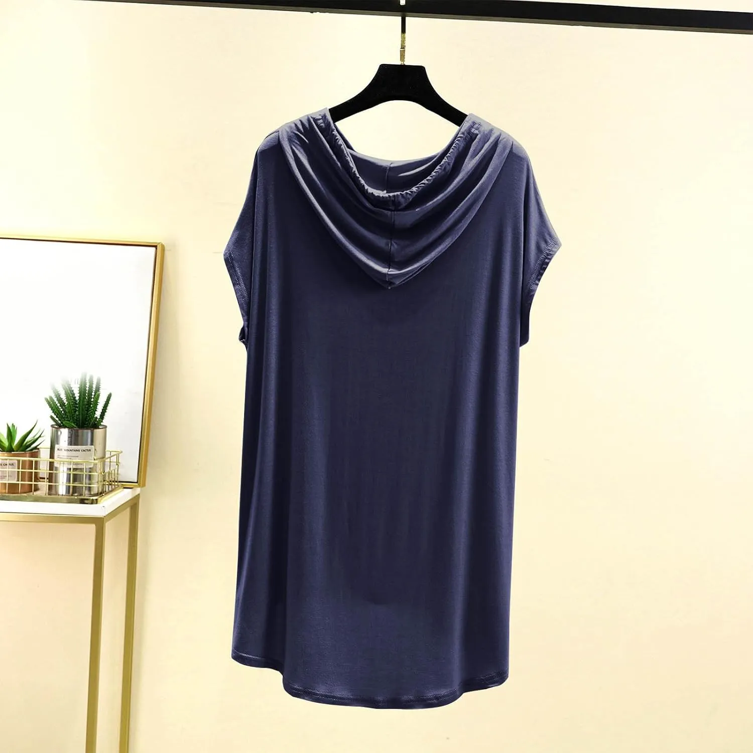 HGps8w Short Sleeve Hoodies for Women Casual 2025 Summer Tops Soft Modal Loose Solid Color Loungewear Tee Shirts