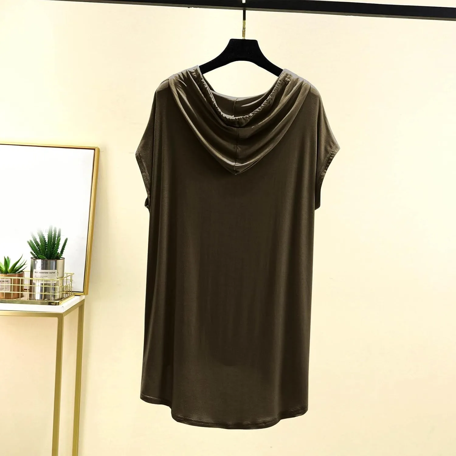 HGps8w Short Sleeve Hoodies for Women Casual 2025 Summer Tops Soft Modal Loose Solid Color Loungewear Tee Shirts