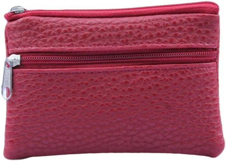 HHmei Women Men Leather Wallet Multi Functional Zipper Coin Purse Card Wallet - Purple