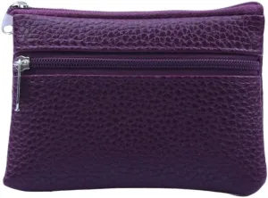 HHmei Women Men Leather Wallet Multi Functional Zipper Coin Purse Card Wallet - Purple