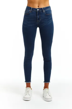 High Rise Fray Hem Mona Jeans