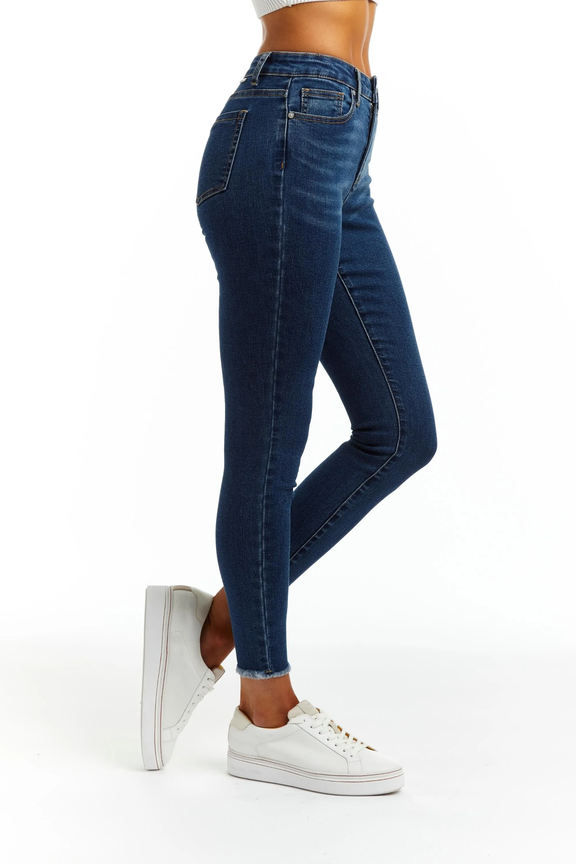 High Rise Fray Hem Mona Jeans