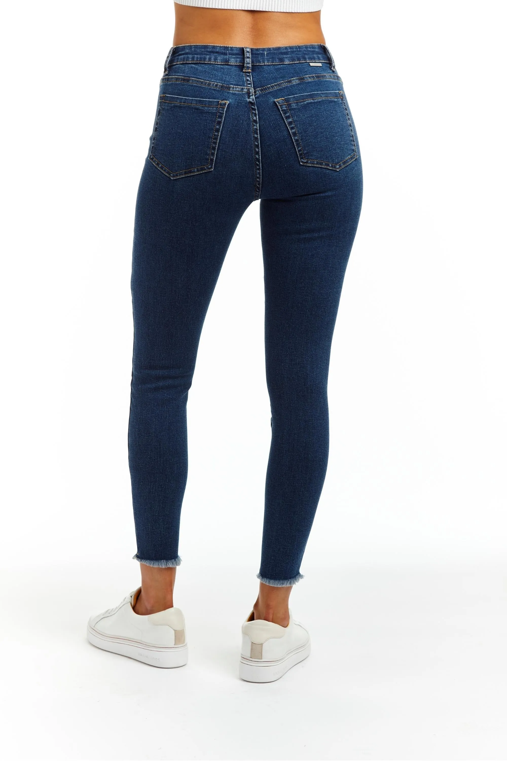 High Rise Fray Hem Mona Jeans