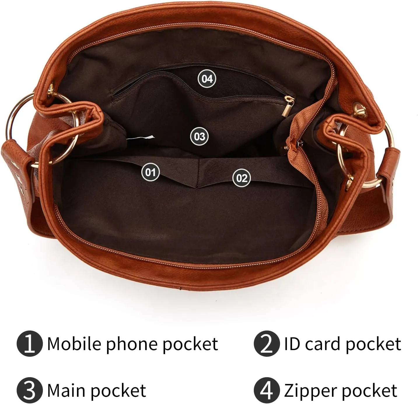 Hobo Bag for Women Leather Top Handle Shoulder Bags Large Purses and Handbags with Cute Pendant (Black)
