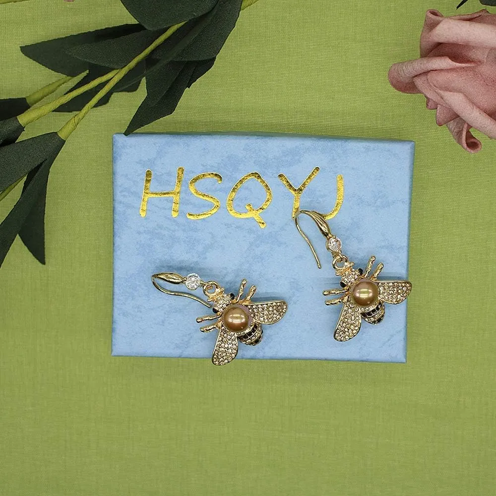Honey Bee Brooches Crystal Insect Themed Bee Brooch Animal Fashion Shell Pearl Brooch Pin Gold Tone