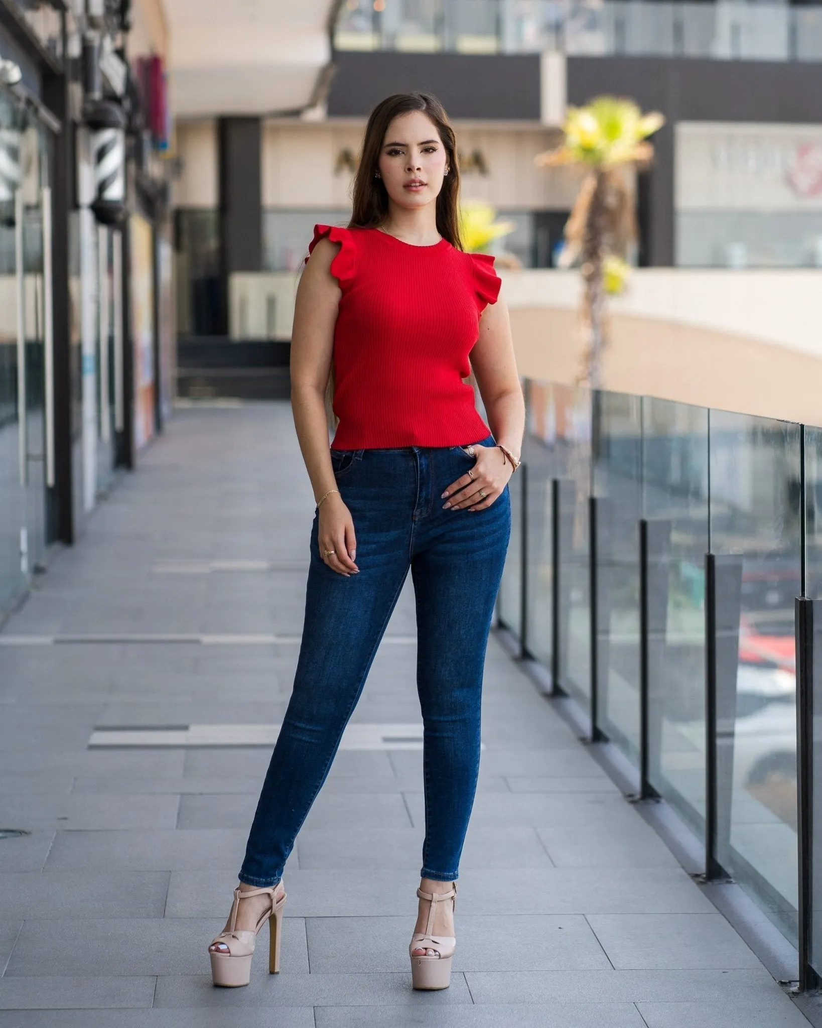Jeans denim skinny con 5 bolsillos