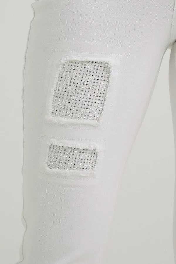 Joseph Ribkoff White Embellished Pants