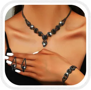 Kilshye Rhinestone Bridal Wedding Jewelry Set Crystal Necklace Earrings Bracelet Sets Prom Jewelry for Women