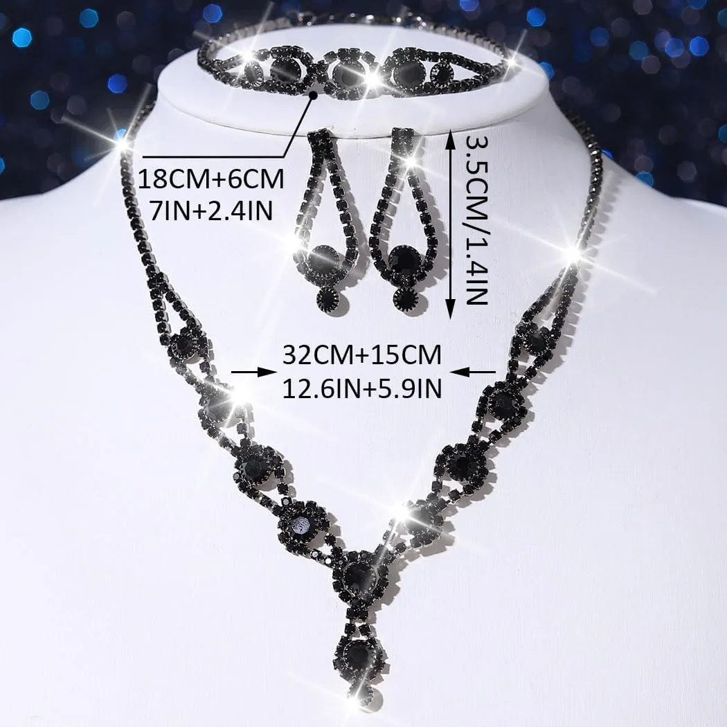 Kilshye Rhinestone Bridal Wedding Jewelry Set Crystal Necklace Earrings Bracelet Sets Prom Jewelry for Women