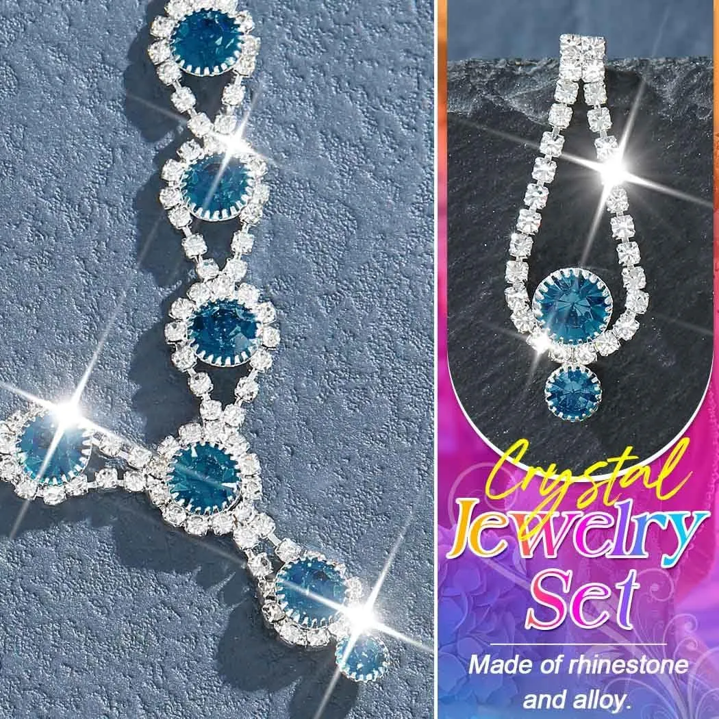 Kilshye Rhinestone Bridal Wedding Jewelry Set Crystal Necklace Earrings Bracelet Sets Prom Jewelry for Women