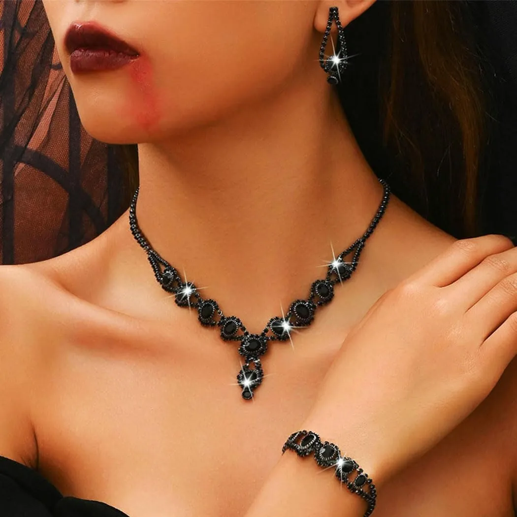 Kilshye Rhinestone Bridal Wedding Jewelry Set Crystal Necklace Earrings Bracelet Sets Prom Jewelry for Women