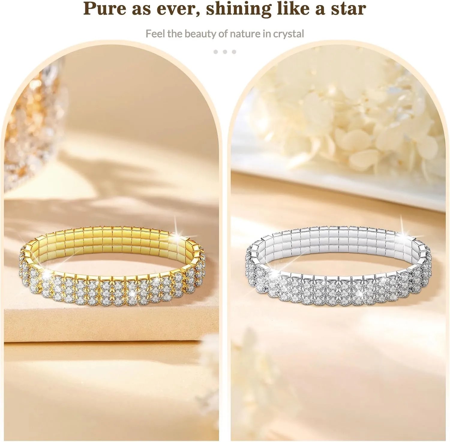Kucheed 2PCS Twinkle Diamond Anklet Elastic Bling Shining Foot Jewelry Rhinestones Bridal SummerAnkle Bracelet Jewelry