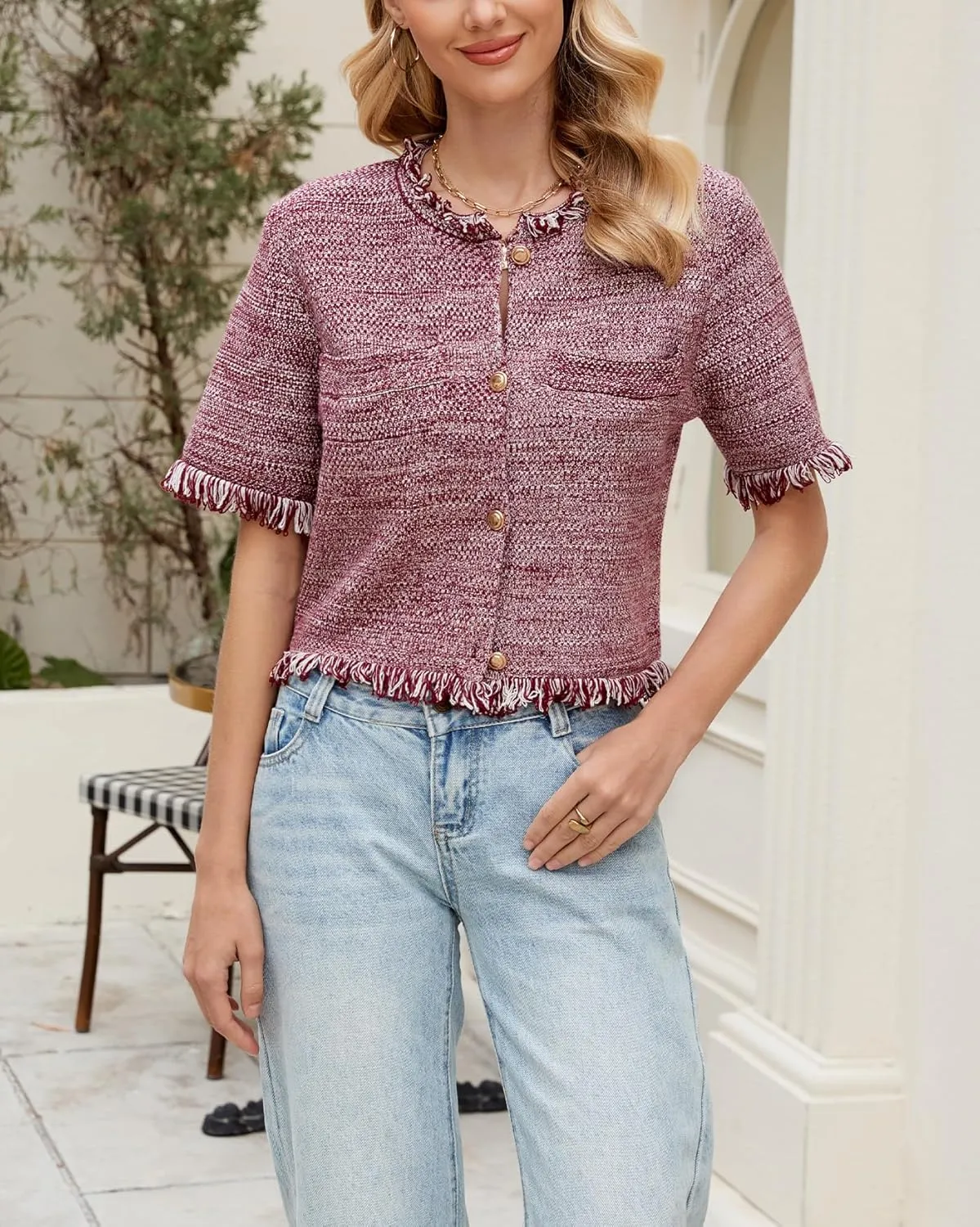 Ladyful Womens Short Sleeve Cardigan Sweater Summer Lightweight Y2K Knitted Open Front Crop Sweater Top