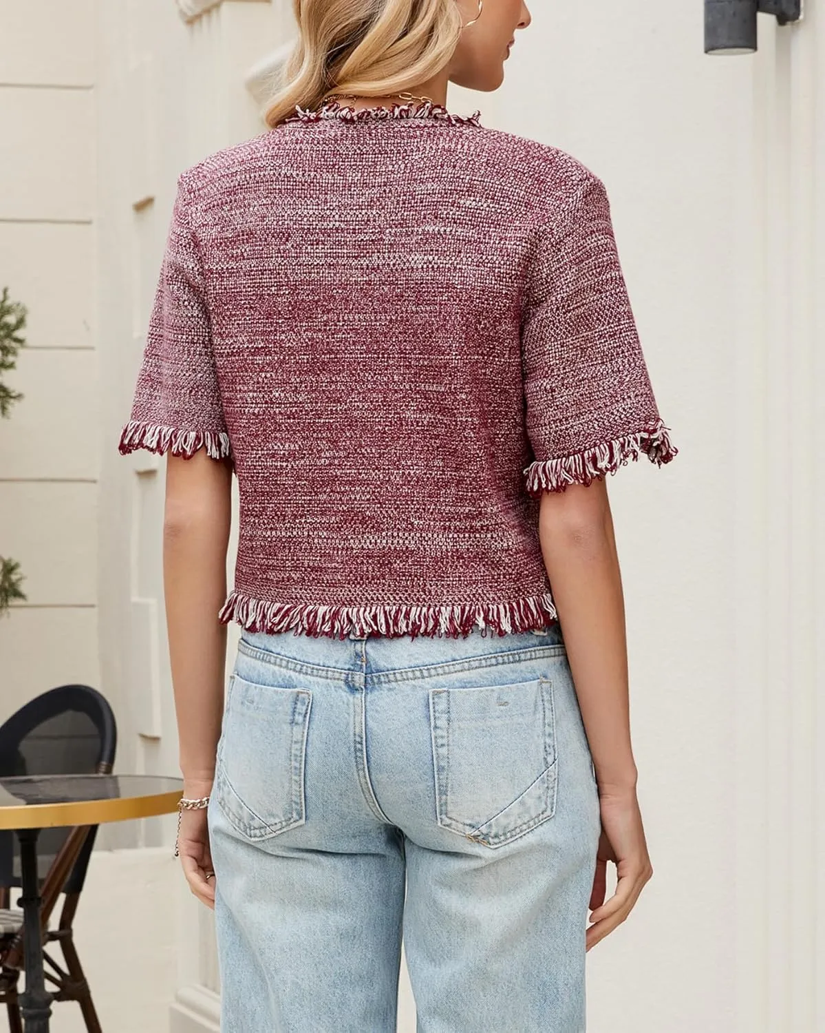 Ladyful Womens Short Sleeve Cardigan Sweater Summer Lightweight Y2K Knitted Open Front Crop Sweater Top