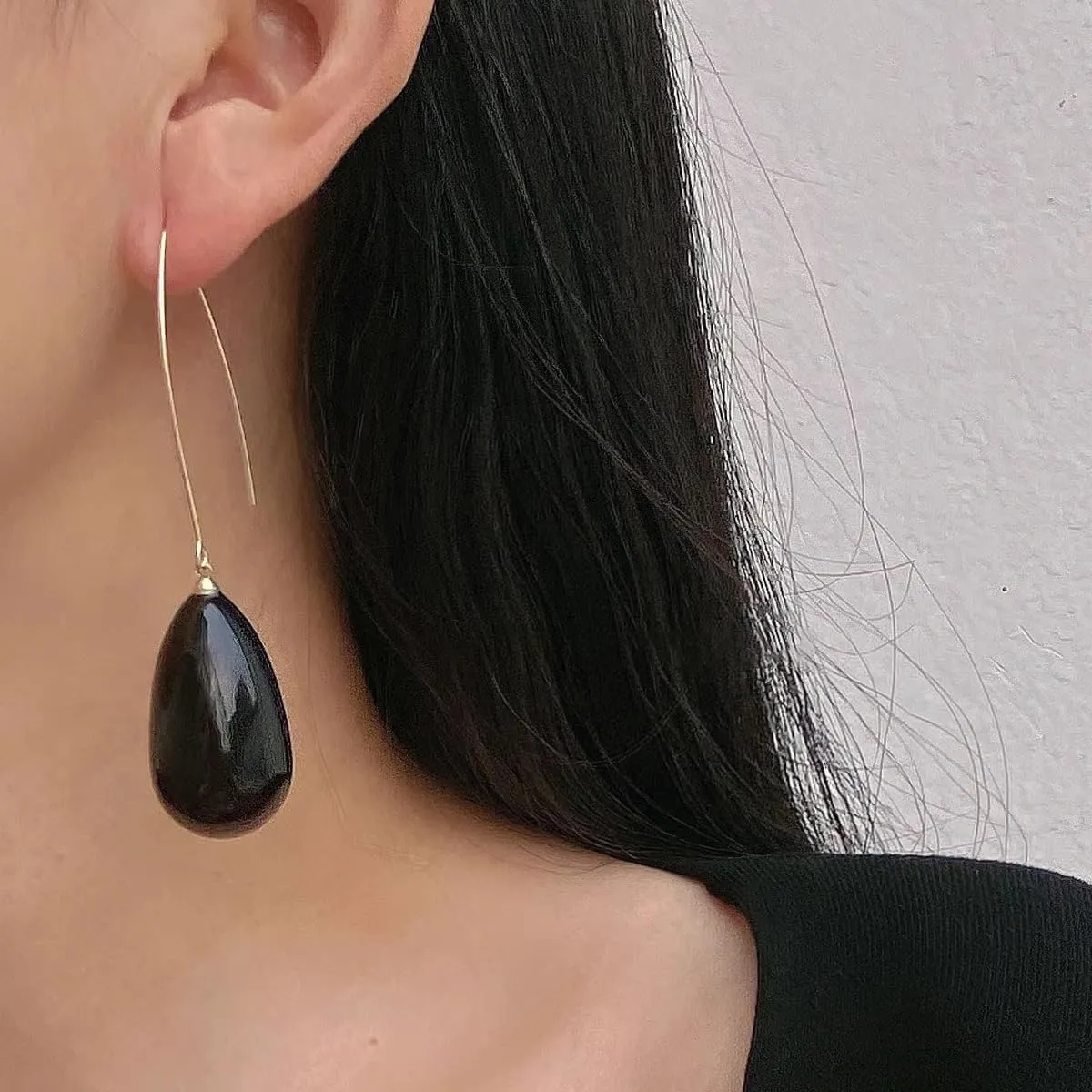 Large Pearl Teardrop Earrings for Women Exaggerate Big Pearl Dangle Earrings Dainty Pearl Pull Through Hoop Earrings for Women