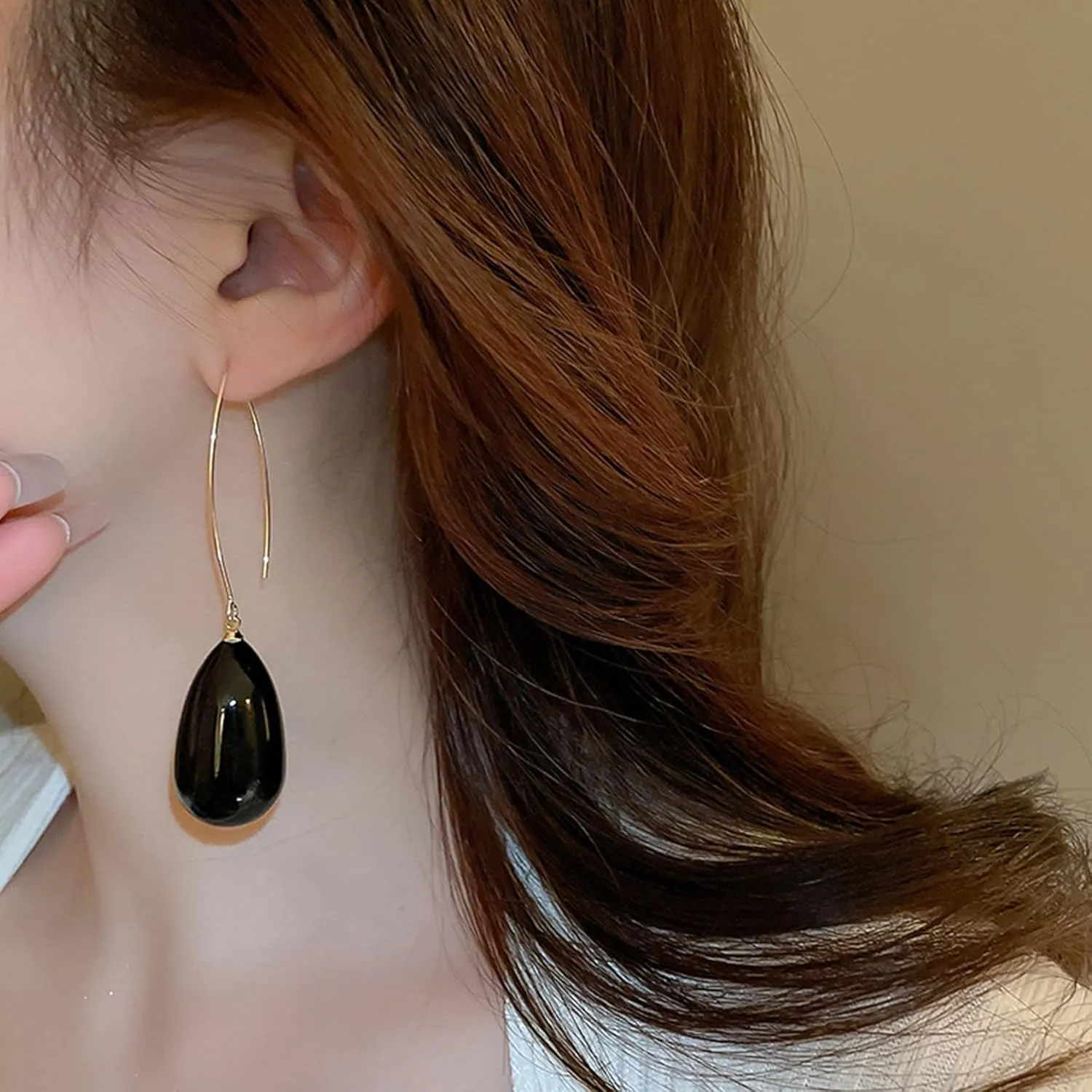 Large Pearl Teardrop Earrings for Women Exaggerate Big Pearl Dangle Earrings Dainty Pearl Pull Through Hoop Earrings for Women
