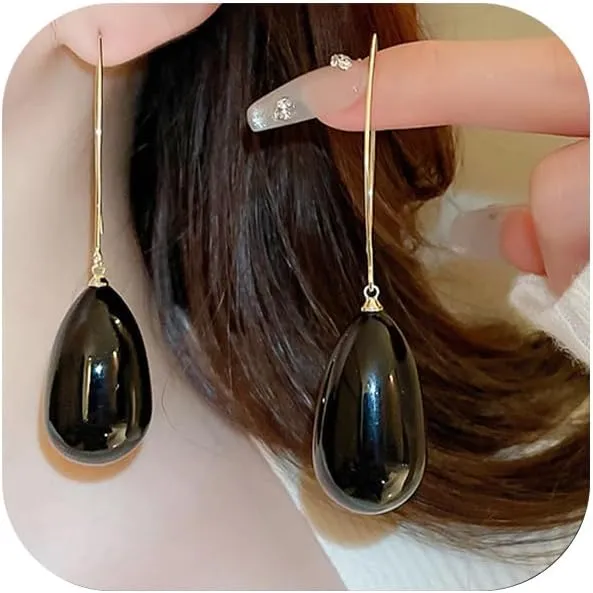 Large Pearl Teardrop Earrings for Women Exaggerate Big Pearl Dangle Earrings Dainty Pearl Pull Through Hoop Earrings for Women