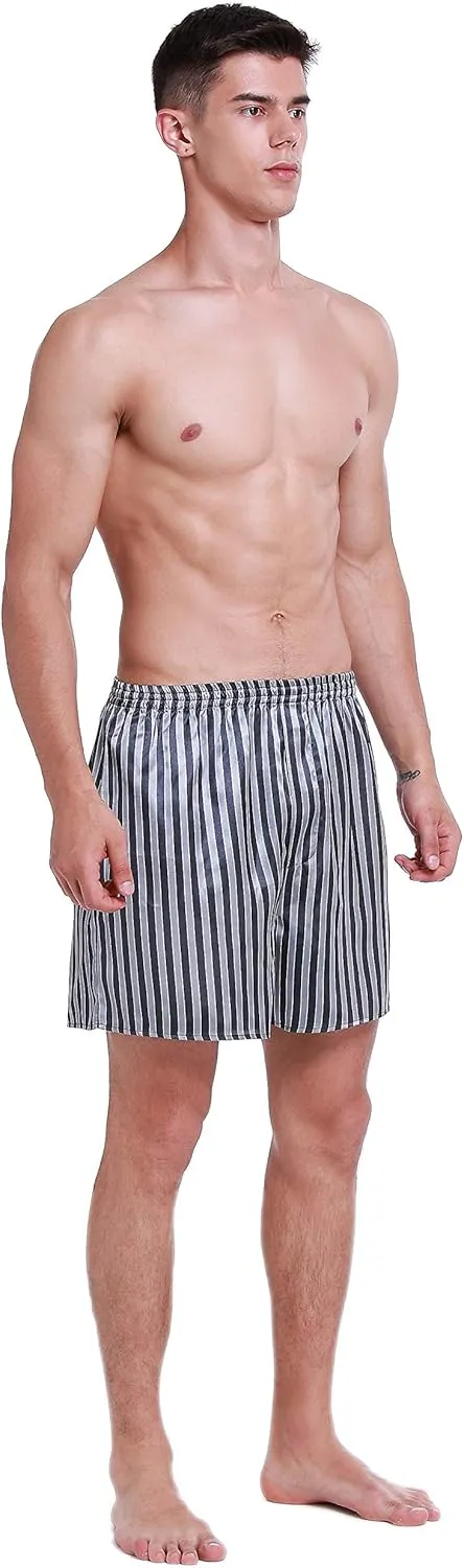 Lavenderi Men's Silk Satin Boxer Shorts, Pajama Shorts