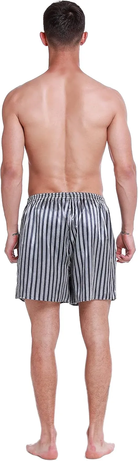 Lavenderi Men's Silk Satin Boxer Shorts, Pajama Shorts