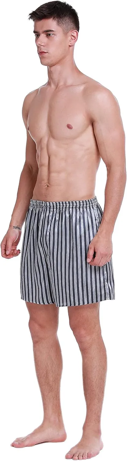 Lavenderi Men's Silk Satin Boxer Shorts, Pajama Shorts