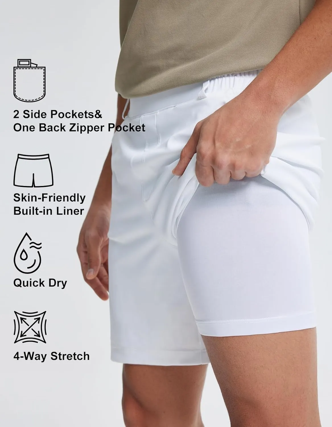 Libin Men's 7" Golf Shorts Athletic Workout Shorts with Liner Gym Running Casual Shorts