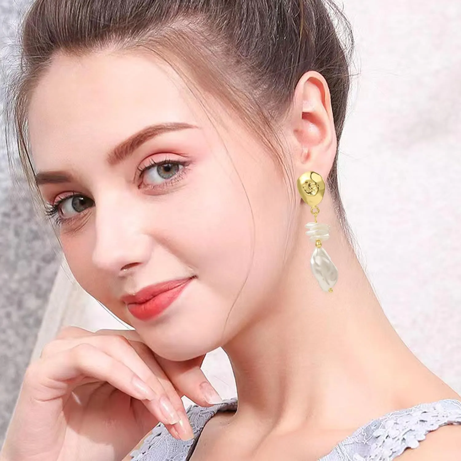 Long Tassel Gold Pearl Drop Earrings for Women Big Large Statement Baroque Pearl Women Drop Dangle Trendy Dangling Hanging Wedding Prom Bridal Earrings Jewelry