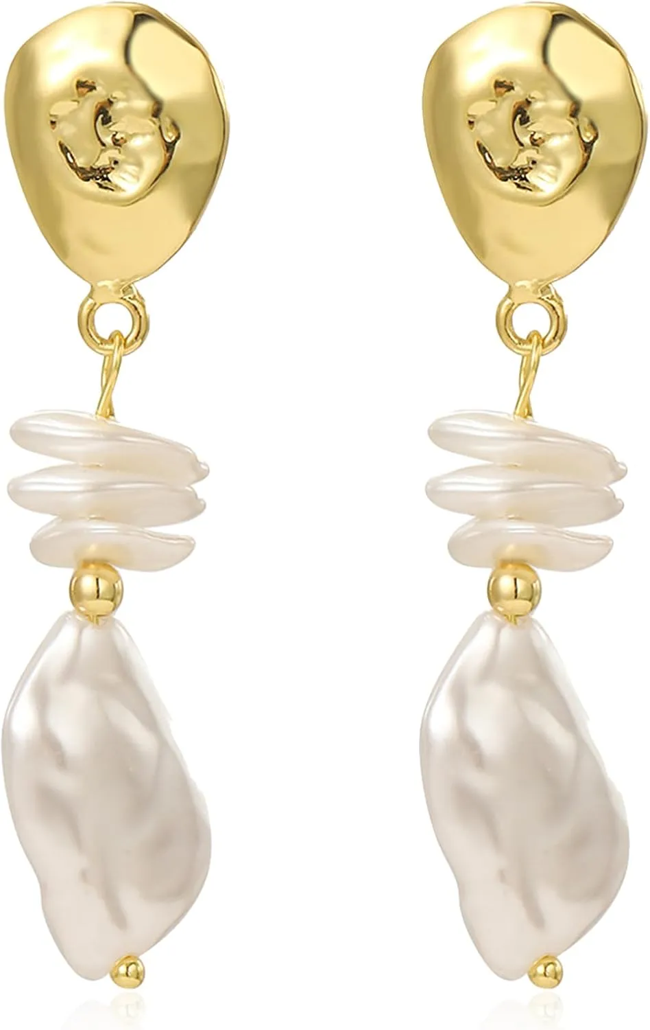 Long Tassel Gold Pearl Drop Earrings for Women Big Large Statement Baroque Pearl Women Drop Dangle Trendy Dangling Hanging Wedding Prom Bridal Earrings Jewelry